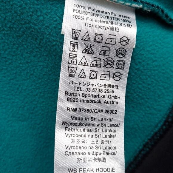 Burton WB Peak Hoodie Black Teal Sz Small - Picture 6 of 7